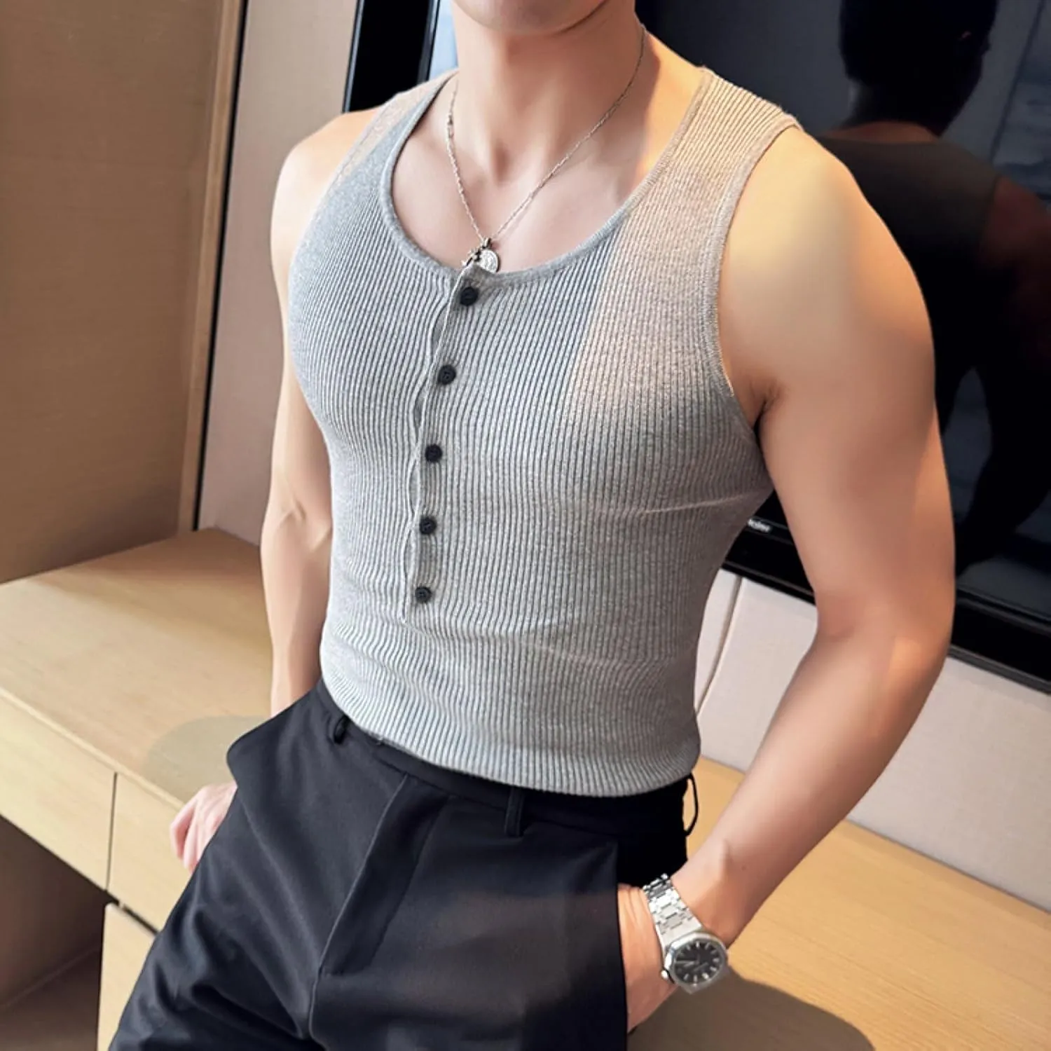 Men's Workout Tank Tops Sleeveless Quick Dry T Shirts Crew Neck Athletic Yoga Tee Shirts