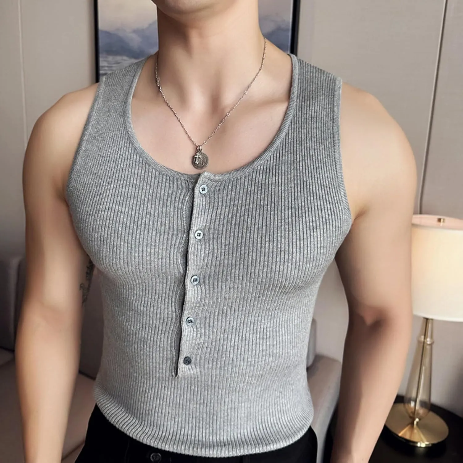 Men's Workout Tank Tops Sleeveless Quick Dry T Shirts Crew Neck Athletic Yoga Tee Shirts