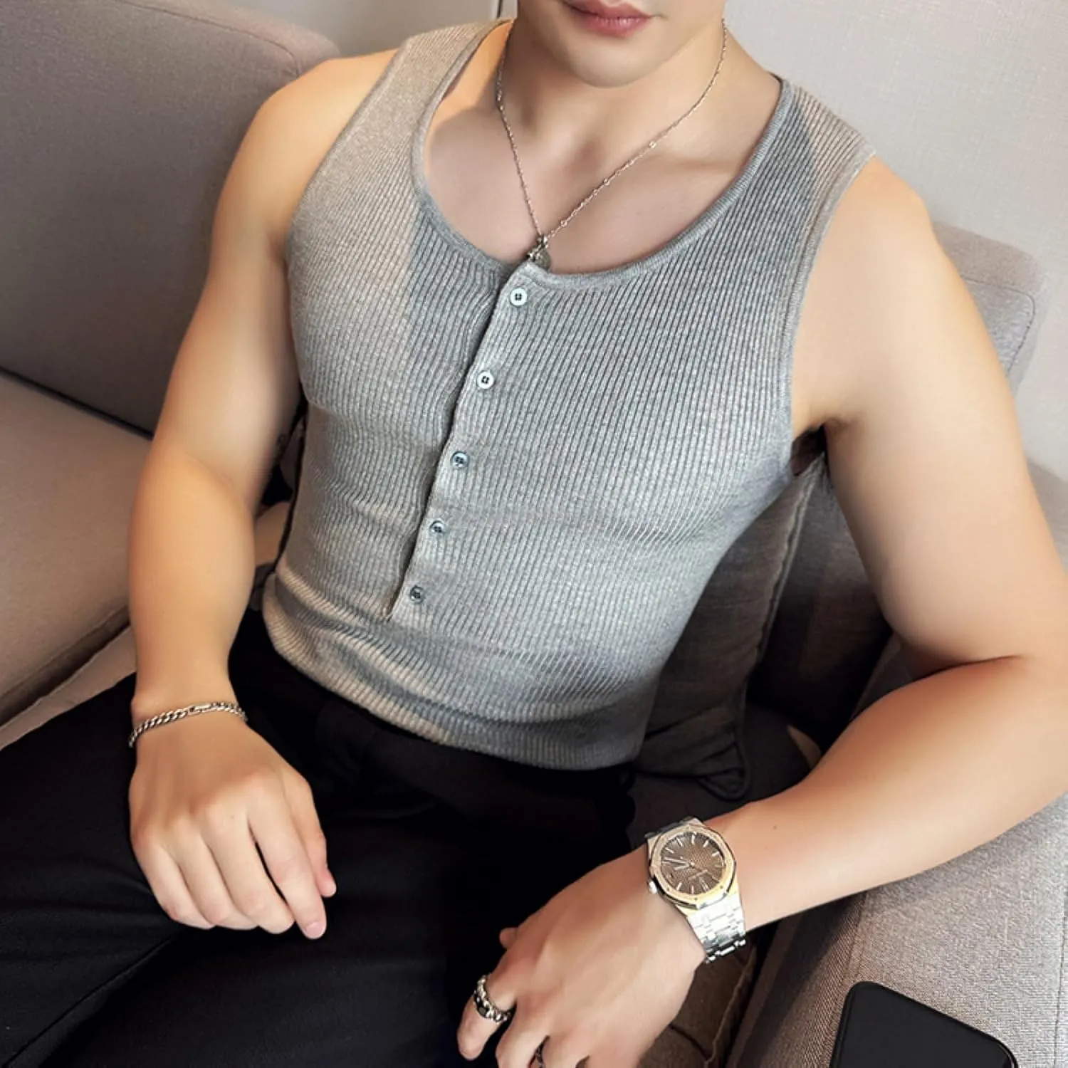 Men's Workout Tank Tops Sleeveless Quick Dry T Shirts Crew Neck Athletic Yoga Tee Shirts