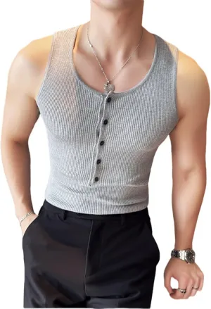 Men's Workout Tank Tops Sleeveless Quick Dry T Shirts Crew Neck Athletic Yoga Tee Shirts