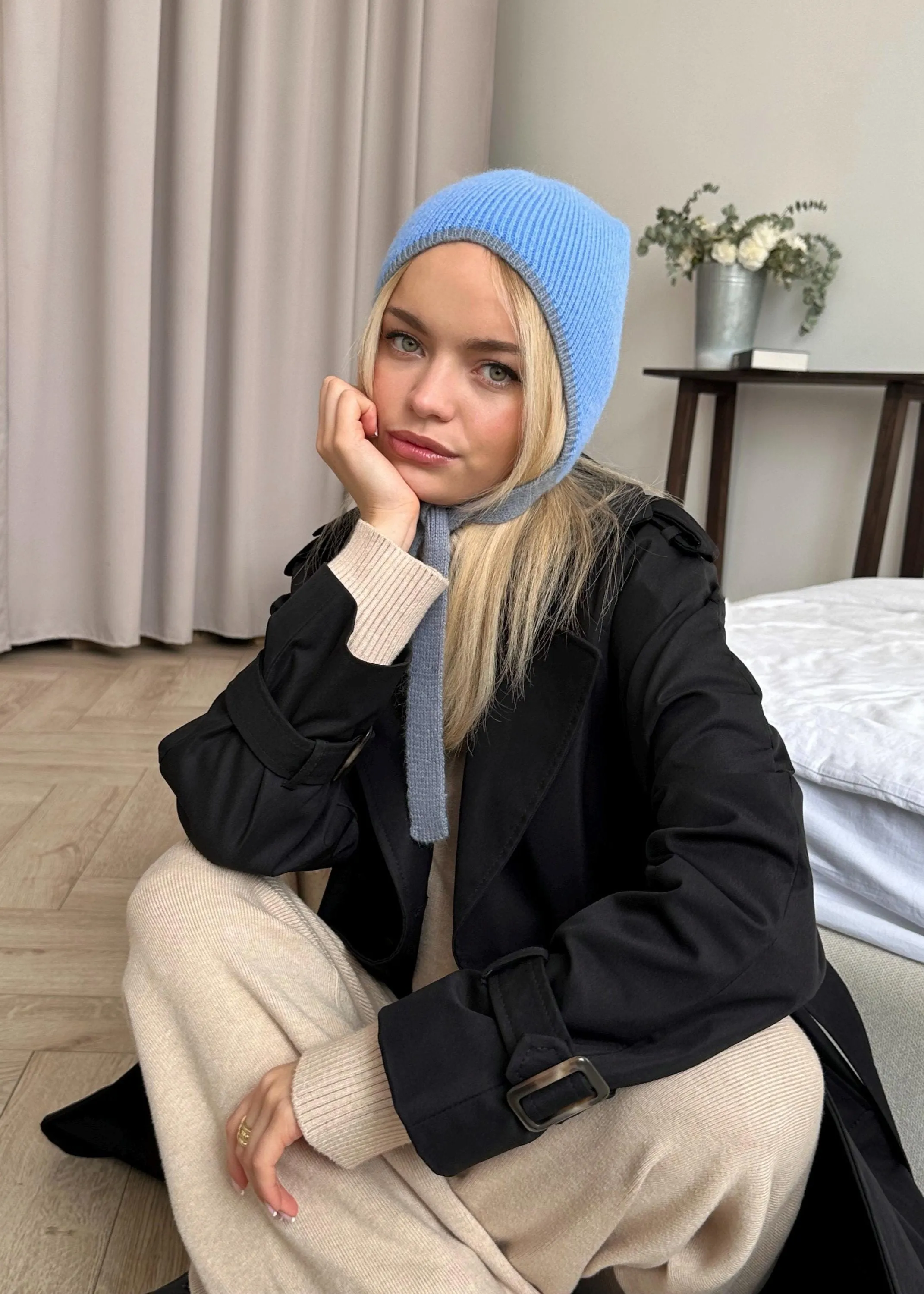 Milan Knit Bonnet in Soft Blue