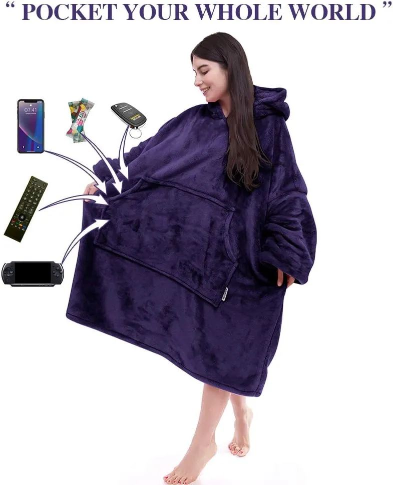 Miss Mila Wearable Blanket Hoodie,Extra Long & Warm Suggies for Women Men Adult with Sleeves and Giant Pocket