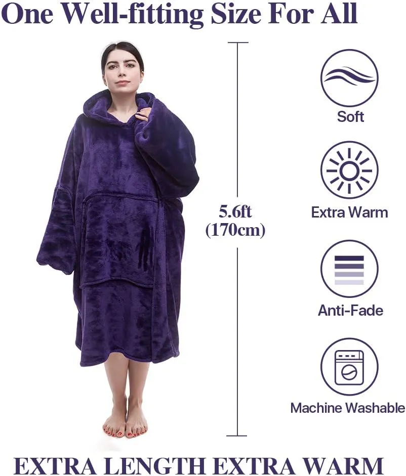 Miss Mila Wearable Blanket Hoodie,Extra Long & Warm Suggies for Women Men Adult with Sleeves and Giant Pocket