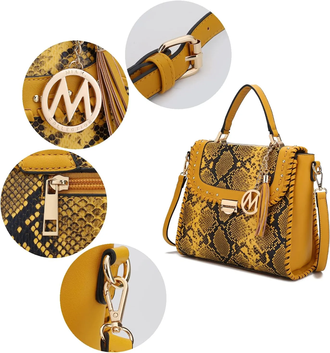 MKF Collection Crossbody Bag for Women, Vegan Leather Satchel Bags Top Handle Shoulder Bag Handbag Purse by Mia K