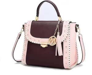 MKF Collection Crossbody Bag for Women, Vegan Leather Satchel Bags Top Handle Shoulder Bag Handbag Purse by Mia K