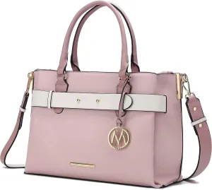 MKF Collection Satchel Bag for Women, Vegan Leather Crossbody Shoulder Handbag Top Handle Purse Beige by Mia k