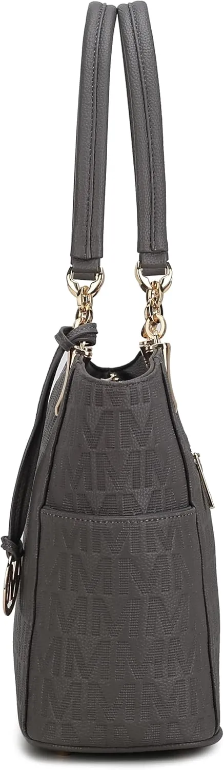 MKF Collection Signature Tote Bag for Women, Shoulder bag Vegan Leather Top-Handle Handbag Purse