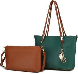 MKF Collection Tote Bag & Crossbody Set, Vegan Leather Top-Handle Shoulder bag Handbag Pouch Purse