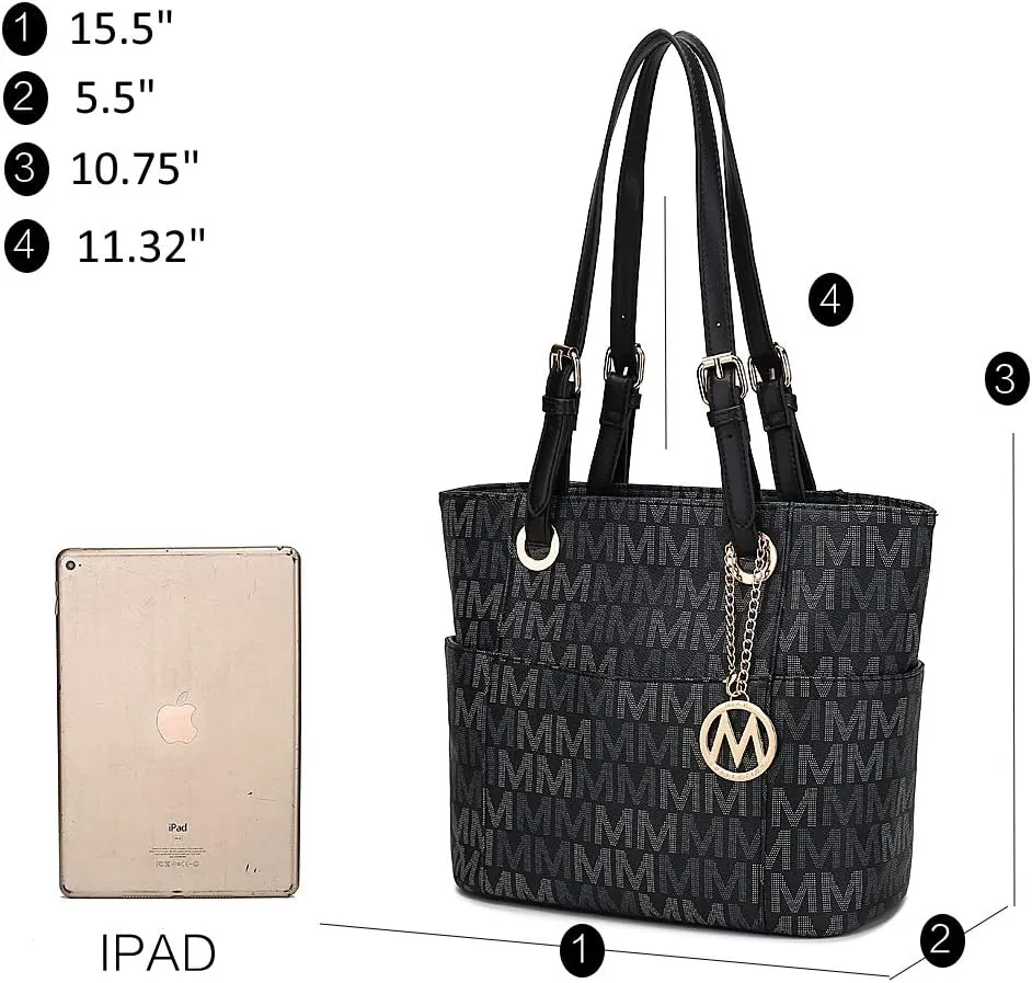 MKF Collection Tote Bag for Women, Signature Vegan Leather Pocketbook Shoulder bag Top-Handle Purse Tote Handbag