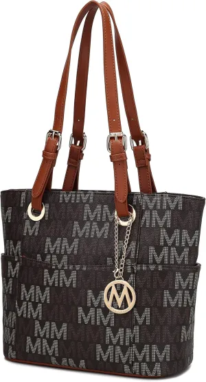 MKF Collection Tote Bag for Women, Signature Vegan Leather Pocketbook Shoulder bag Top-Handle Purse Tote Handbag