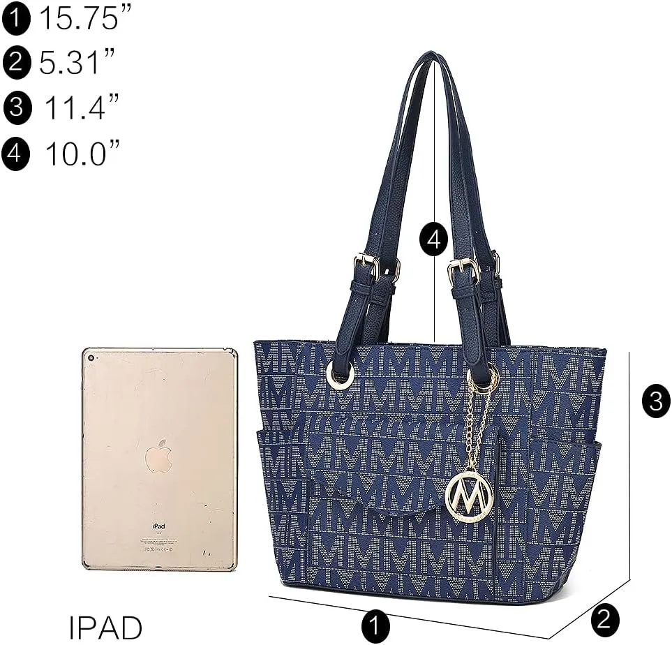 MKF Collection Tote Bag for Women, Signature Vegan Leather Pocketbook Shoulder bag Top-Handle Purse Tote Handbag