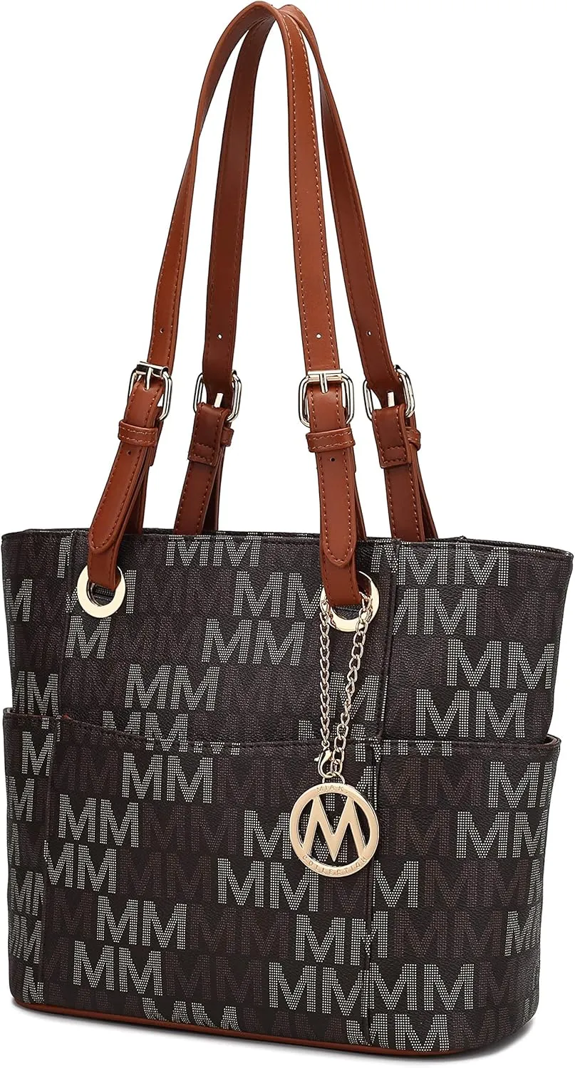 MKF Collection Tote Bag for Women, Signature Vegan Leather Pocketbook Shoulder bag Top-Handle Purse Tote Handbag