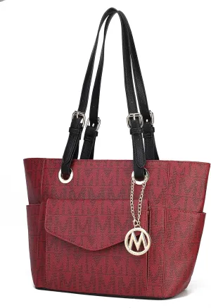 MKF Collection Tote Bag for Women, Signature Vegan Leather Pocketbook Shoulder bag Top-Handle Purse Tote Handbag