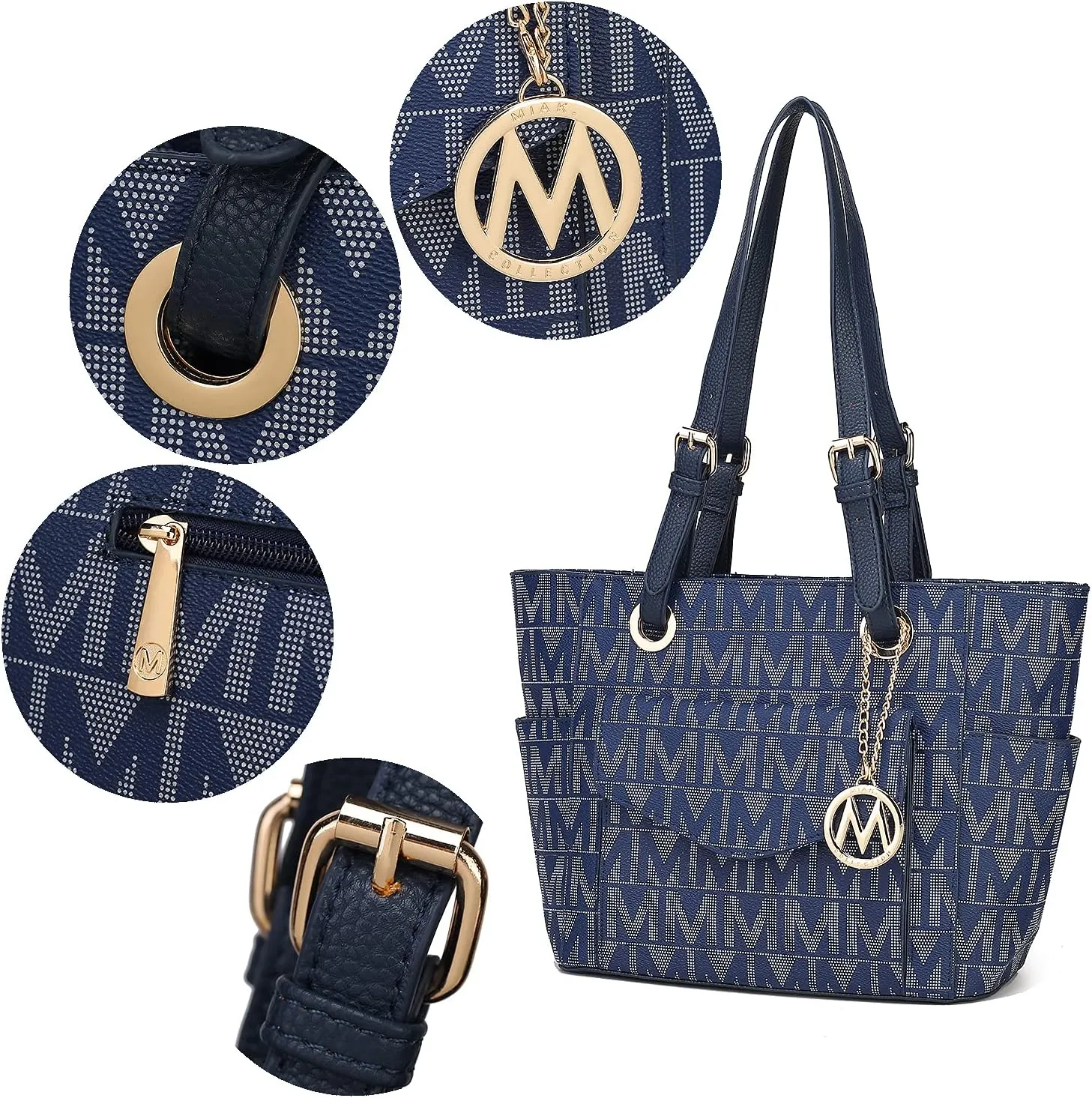 MKF Collection Tote Bag for Women, Signature Vegan Leather Pocketbook Shoulder bag Top-Handle Purse Tote Handbag