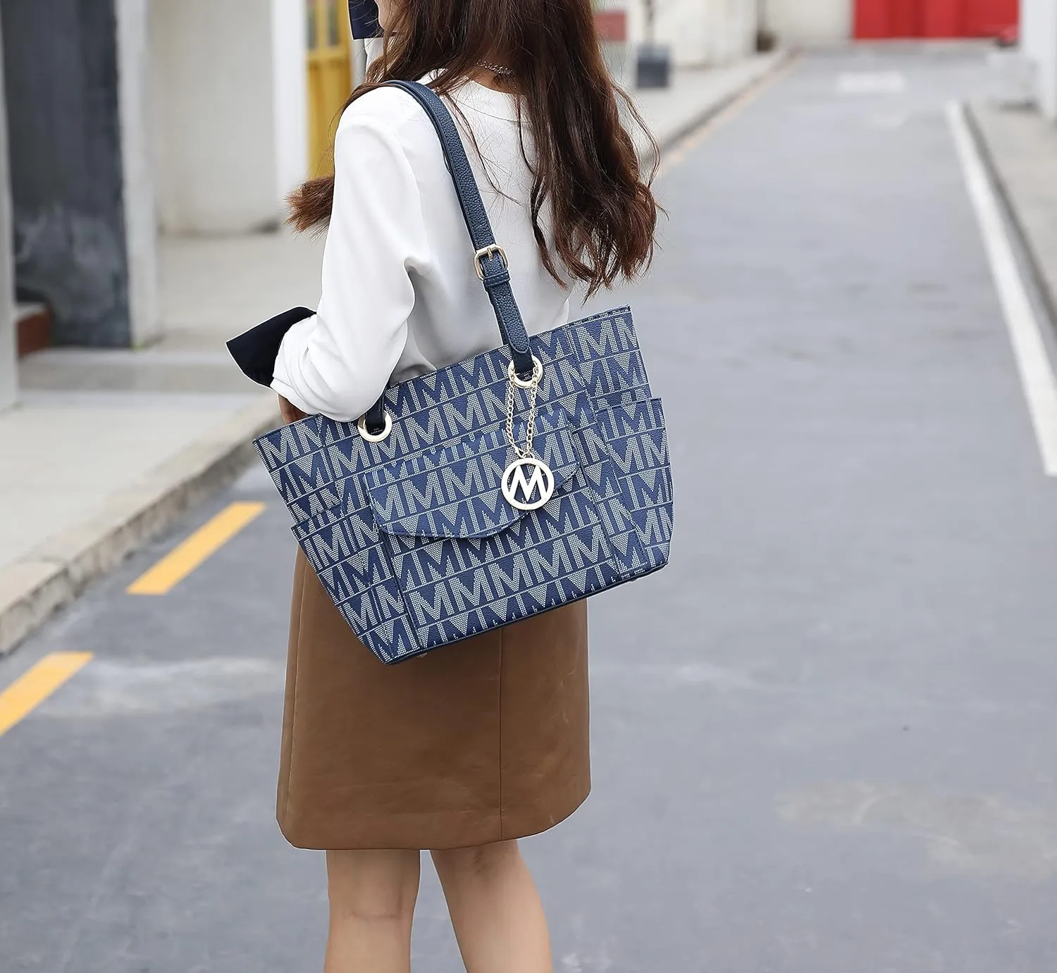 MKF Collection Tote Bag for Women, Signature Vegan Leather Pocketbook Shoulder bag Top-Handle Purse Tote Handbag