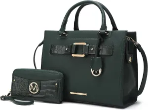 MKF Collection Tote Bag for Women, Vegan Leather Top-Handle Crossbody Satchel & Wristlet Wallet Purse Handbag