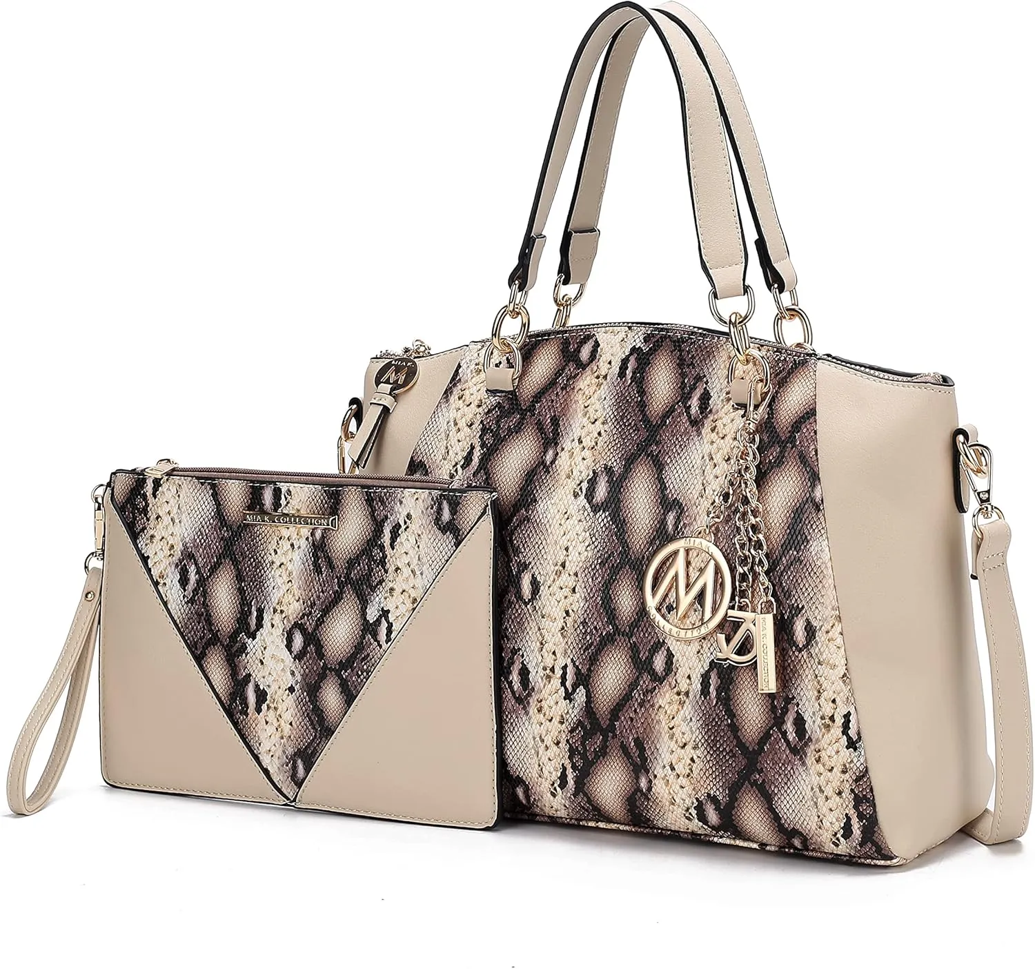 MKF Collection Tote Bag for Women With Wristlet, Snake Embossed Vegan Leather Crossbody Top-Handle Handbag Purse