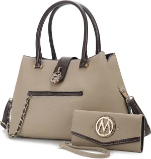 MKF Collection Tote Bag for Women with Wristlet Wallet, Vegan Leather Top-Handle Crossover Handbag Purse