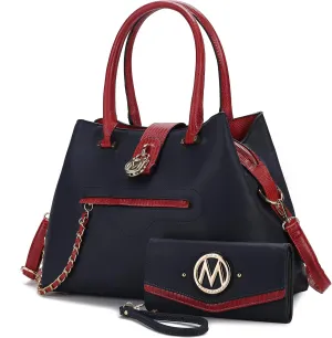 MKF Collection Tote Bag for Women with Wristlet Wallet, Vegan Leather Top-Handle Crossover Handbag Purse