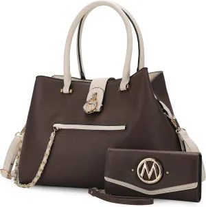 MKF Collection Tote Bag for Women with Wristlet Wallet, Vegan Leather Top-Handle Crossover Handbag Purse