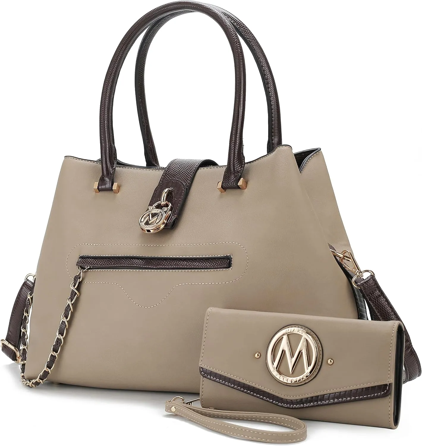 MKF Collection Tote Bag for Women with Wristlet Wallet, Vegan Leather Top-Handle Crossover Handbag Purse