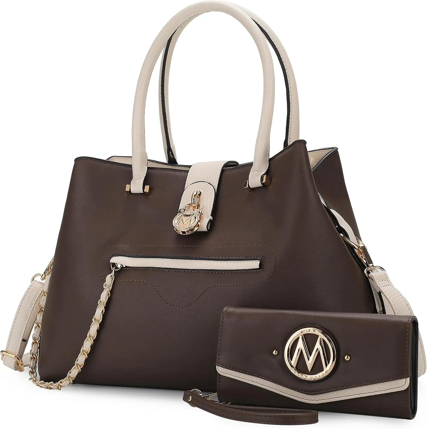 MKF Collection Tote Bag for Women with Wristlet Wallet, Vegan Leather Top-Handle Crossover Handbag Purse