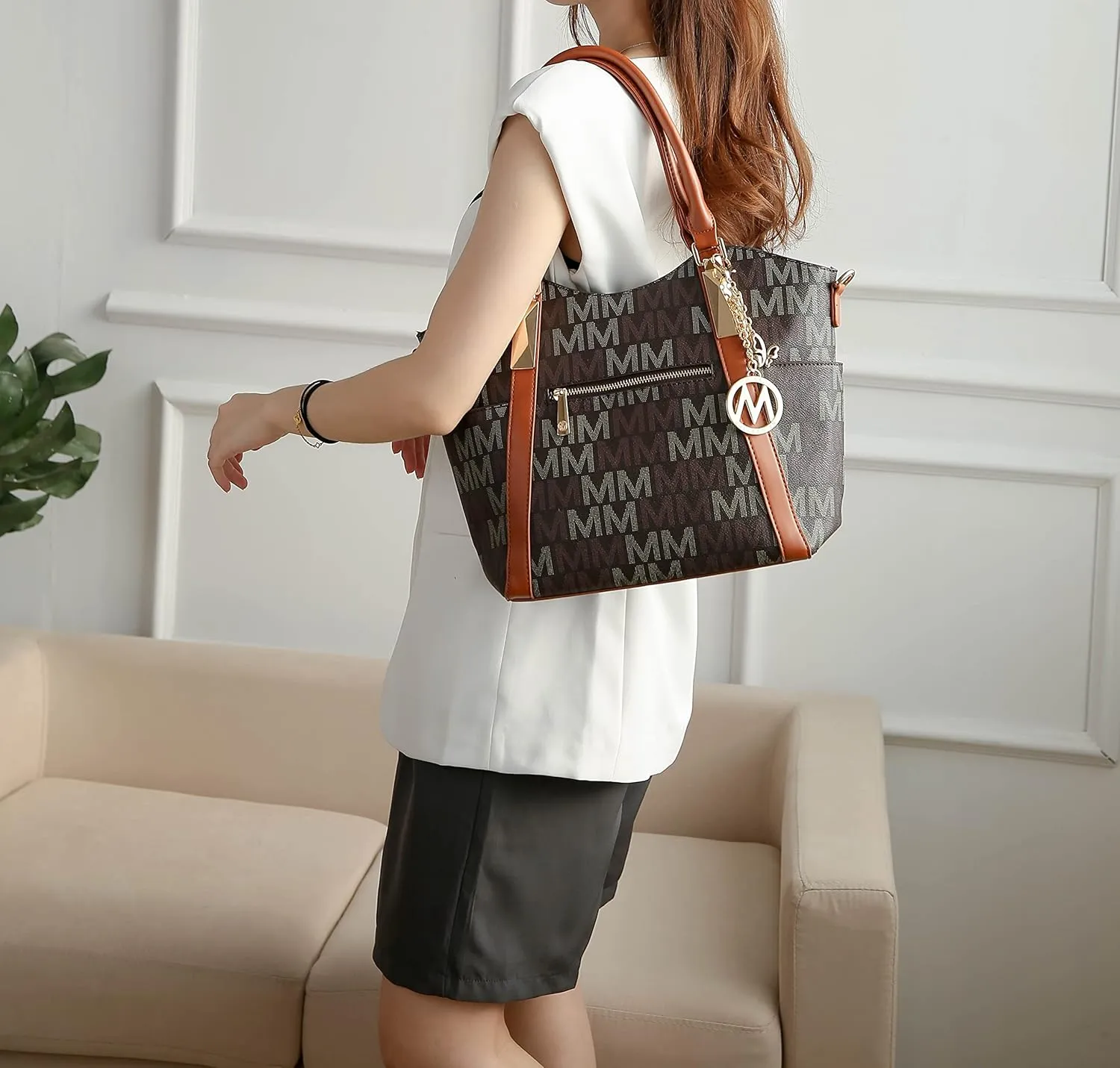 MKF Collection Tote Satchel Handbag for Women: PU Leather Shoulder Bag  Top-Handle Purse, Ladies Pocketbook By Mia K