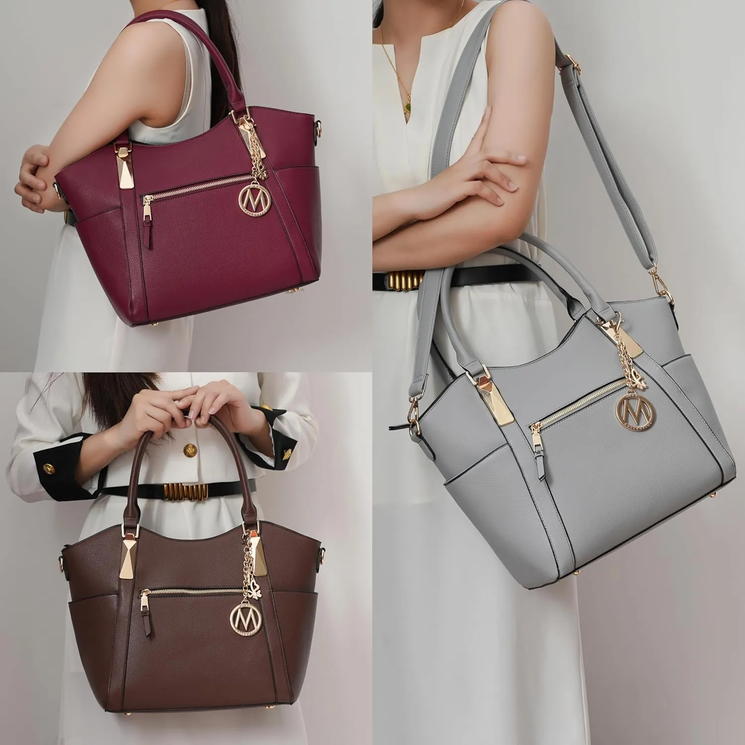 MKF Collection Tote Satchel Handbag for Women: PU Leather Shoulder Bag  Top-Handle Purse, Ladies Pocketbook By Mia K