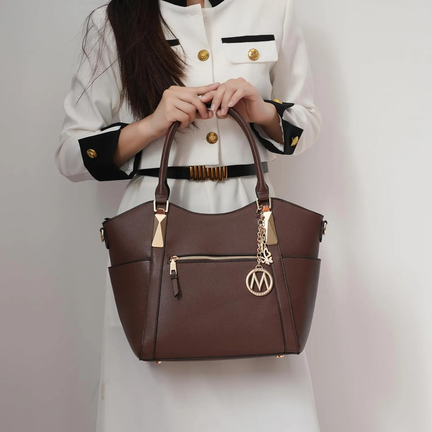 MKF Collection Tote Satchel Handbag for Women: PU Leather Shoulder Bag  Top-Handle Purse, Ladies Pocketbook By Mia K