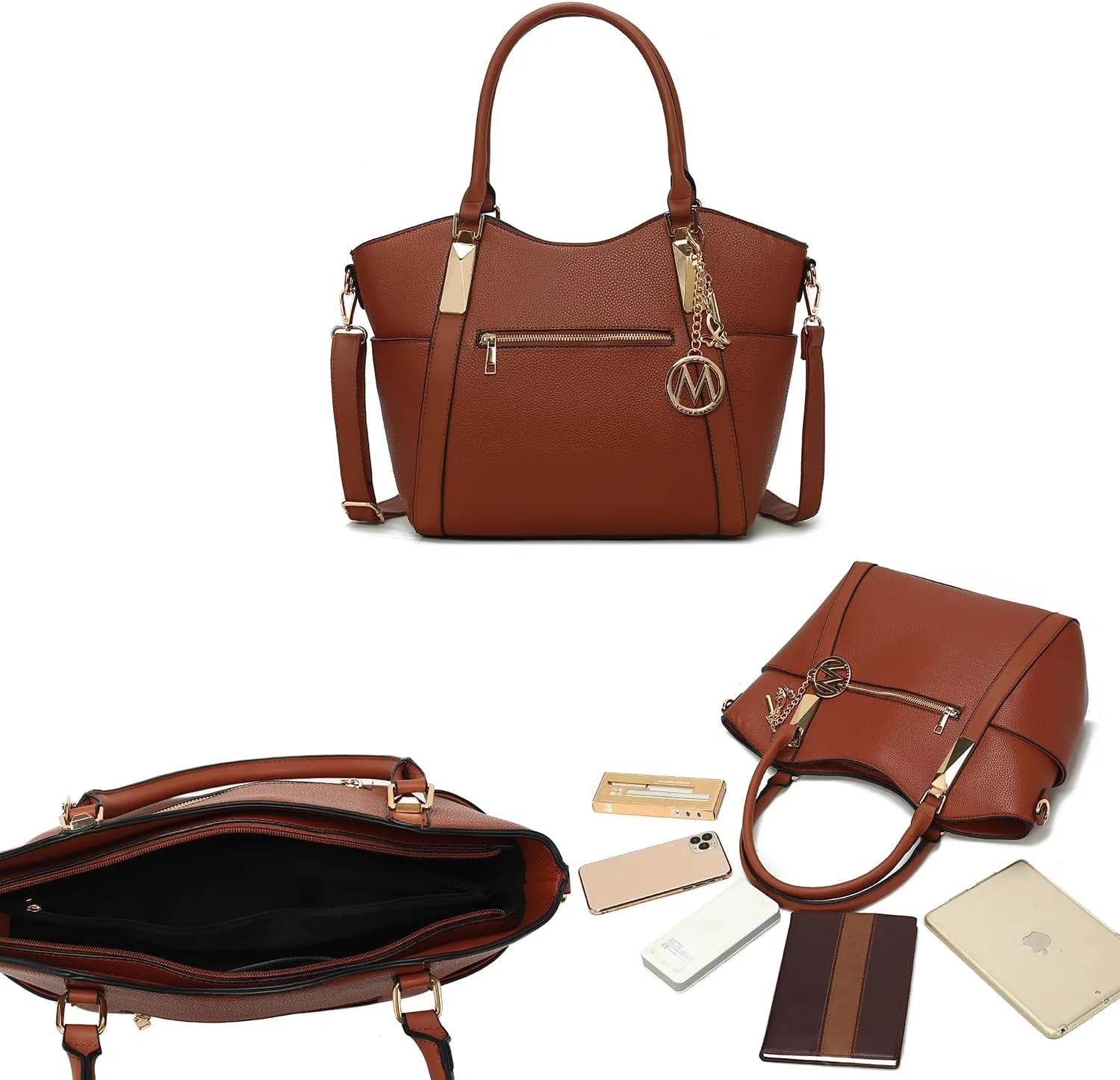 MKF Collection Tote Satchel Handbag for Women: PU Leather Shoulder Bag  Top-Handle Purse, Ladies Pocketbook By Mia K