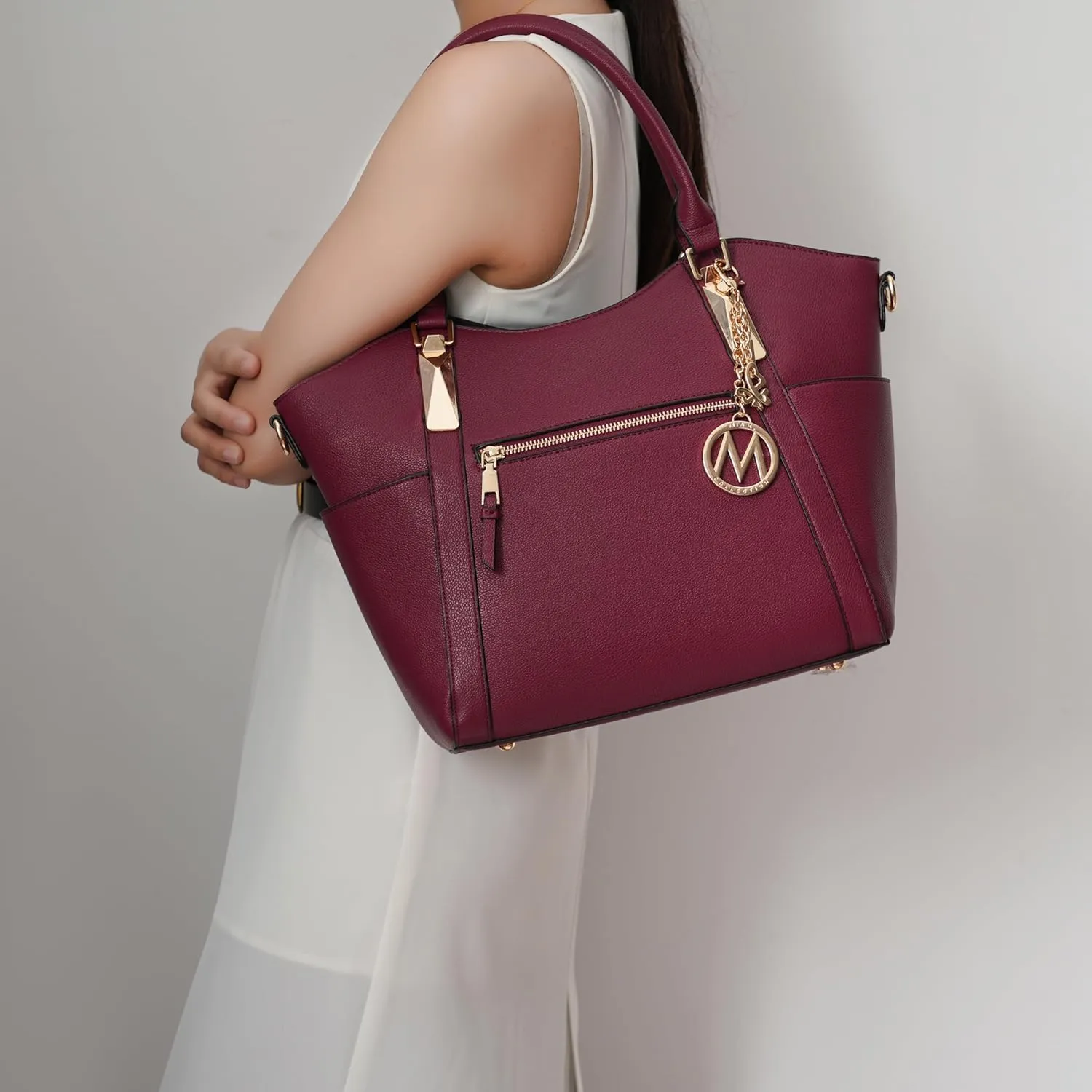 MKF Collection Tote Satchel Handbag for Women: PU Leather Shoulder Bag  Top-Handle Purse, Ladies Pocketbook By Mia K