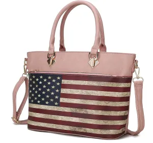 MKF Collection USA Tote Crossbody Bag for Women, American Flag Vegan Leather Top-Handle Messenger, Satchel Shoulder bag Purse