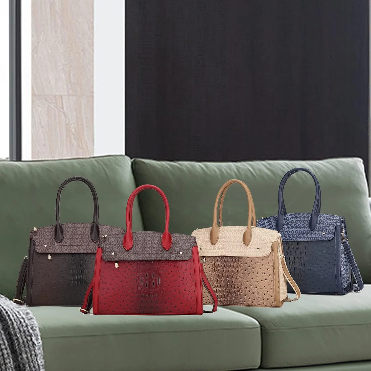 MKF Crossbody Satchel Bags for Women  PU Leather Shoulder Pocketbook Handbag  Lady Top Handle Tote Purse