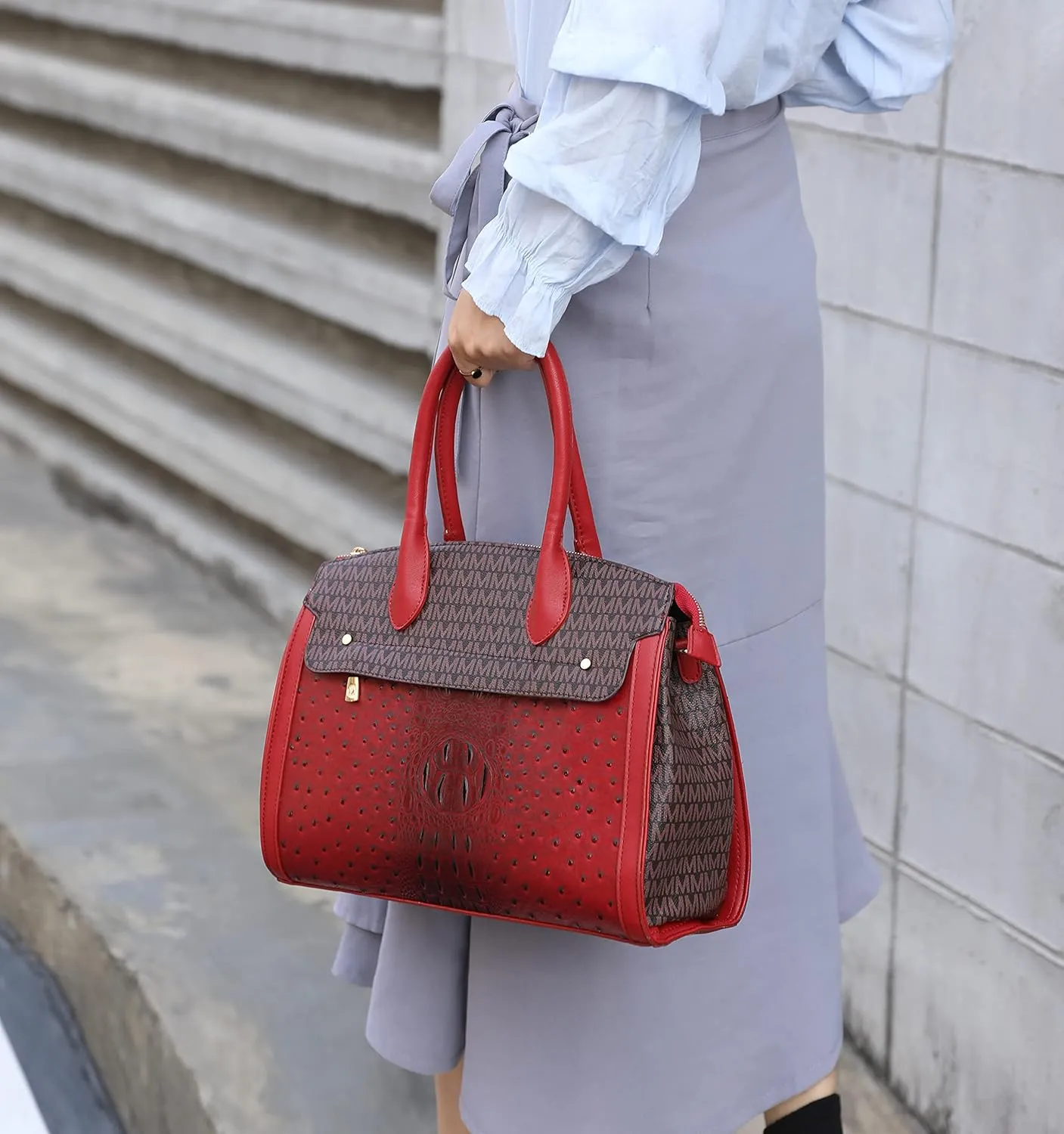 MKF Crossbody Satchel Bags for Women  PU Leather Shoulder Pocketbook Handbag  Lady Top Handle Tote Purse