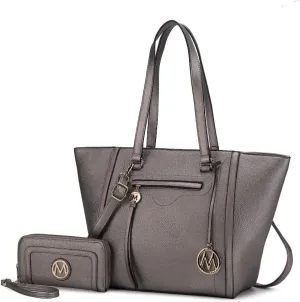 MKF Crossbody Tote Bag for Women & Wristlet Purse Set  PU Leather Top-Handle Satchel Shoulder Handbag