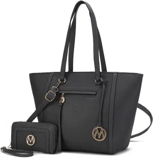 MKF Crossbody Tote Bag for Women & Wristlet Purse Set  PU Leather Top-Handle Satchel Shoulder Handbag