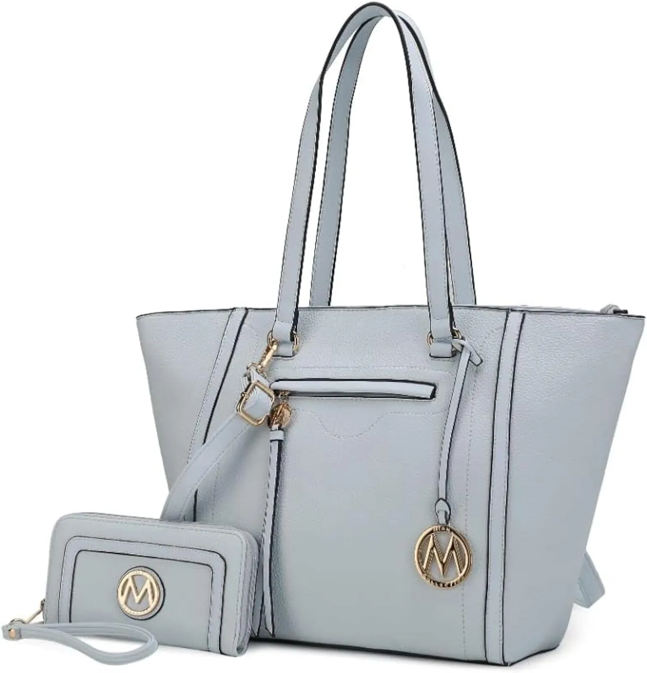 MKF Crossbody Tote Bag for Women & Wristlet Purse Set  PU Leather Top-Handle Satchel Shoulder Handbag