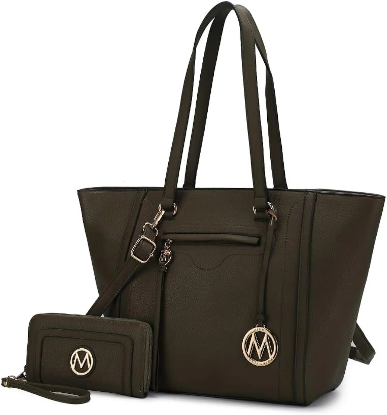 MKF Crossbody Tote Bag for Women & Wristlet Purse Set  PU Leather Top-Handle Satchel Shoulder Handbag