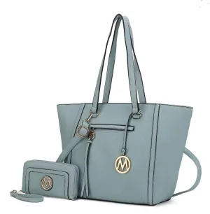 MKF Crossbody Tote Bag for Women & Wristlet Purse Set  PU Leather Top-Handle Satchel Shoulder Handbag