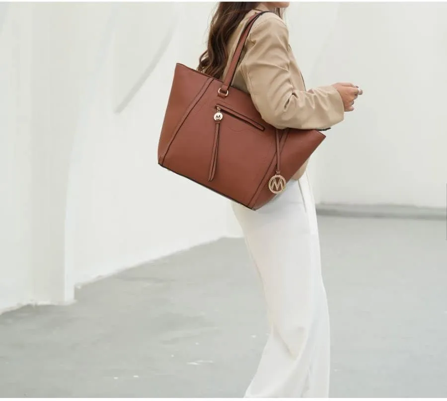 MKF Crossbody Tote Bag for Women & Wristlet Purse Set  PU Leather Top-Handle Satchel Shoulder Handbag