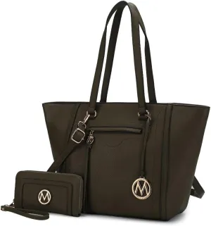 MKF Crossbody Tote Bag for Women & Wristlet Purse Set  PU Leather Top-Handle Satchel Shoulder Handbag
