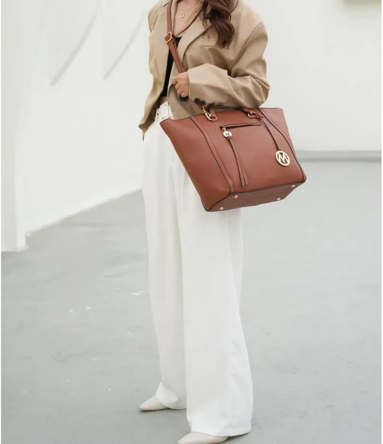 MKF Crossbody Tote Bag for Women & Wristlet Purse Set  PU Leather Top-Handle Satchel Shoulder Handbag