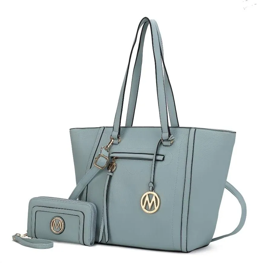 MKF Crossbody Tote Bag for Women & Wristlet Purse Set  PU Leather Top-Handle Satchel Shoulder Handbag