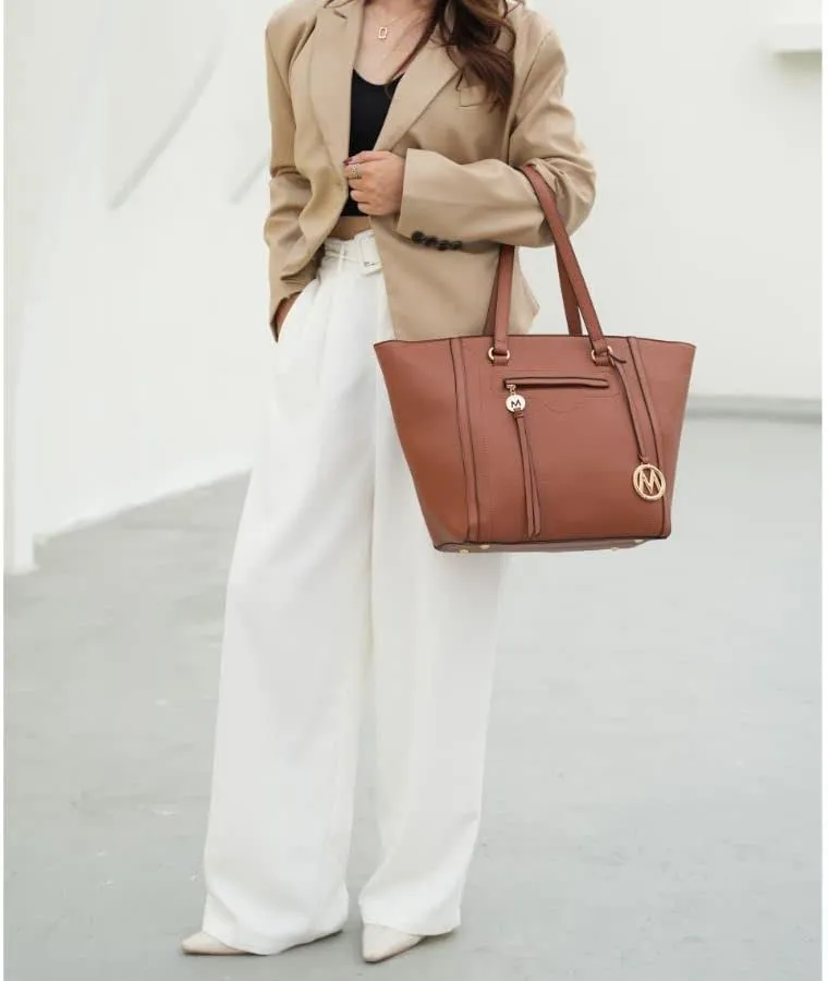 MKF Crossbody Tote Bag for Women & Wristlet Purse Set  PU Leather Top-Handle Satchel Shoulder Handbag