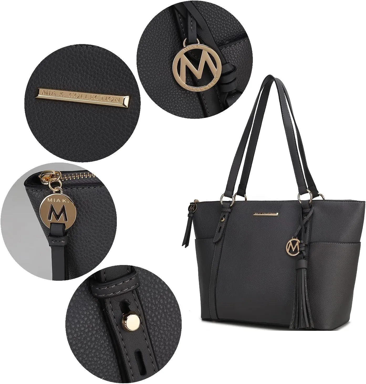 MKF Set Shoulder Bag for Women & Wristlet Wallet Purse: Top Handle Tote Satchel PU Leather Handbag Pocketbook