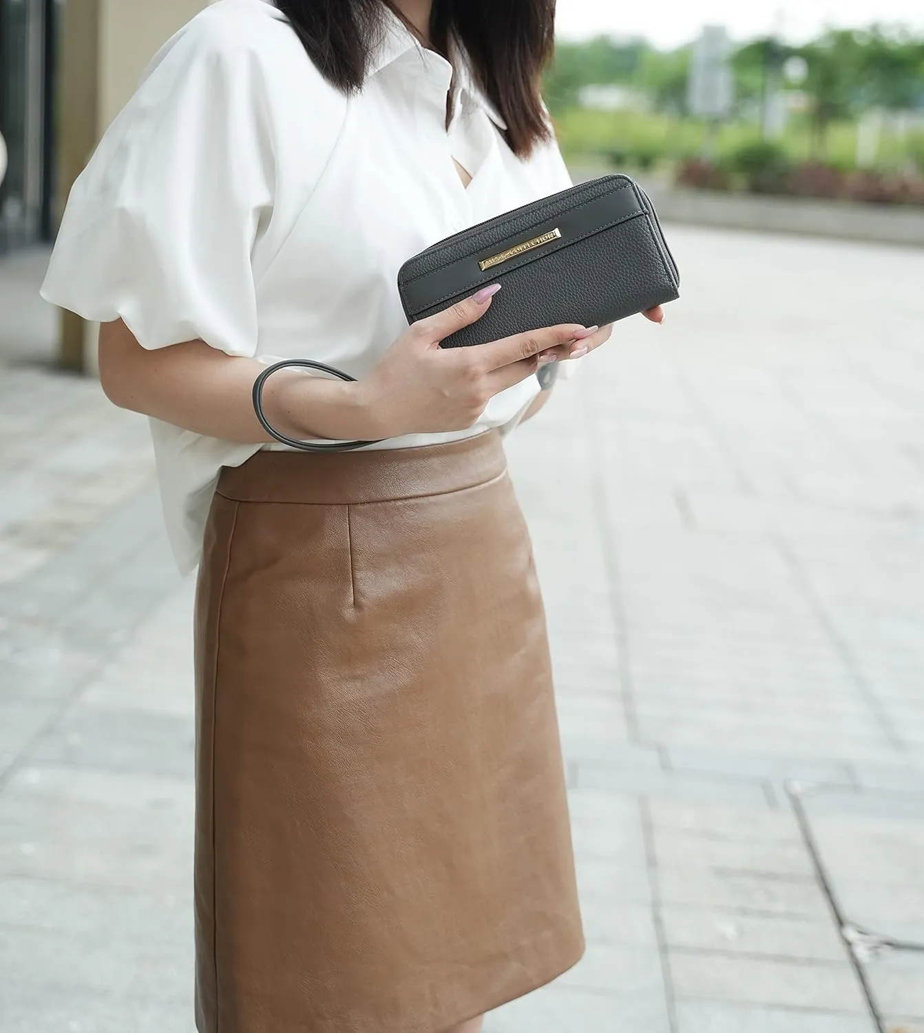 MKF Set Shoulder Bag for Women & Wristlet Wallet Purse: Top Handle Tote Satchel PU Leather Handbag Pocketbook