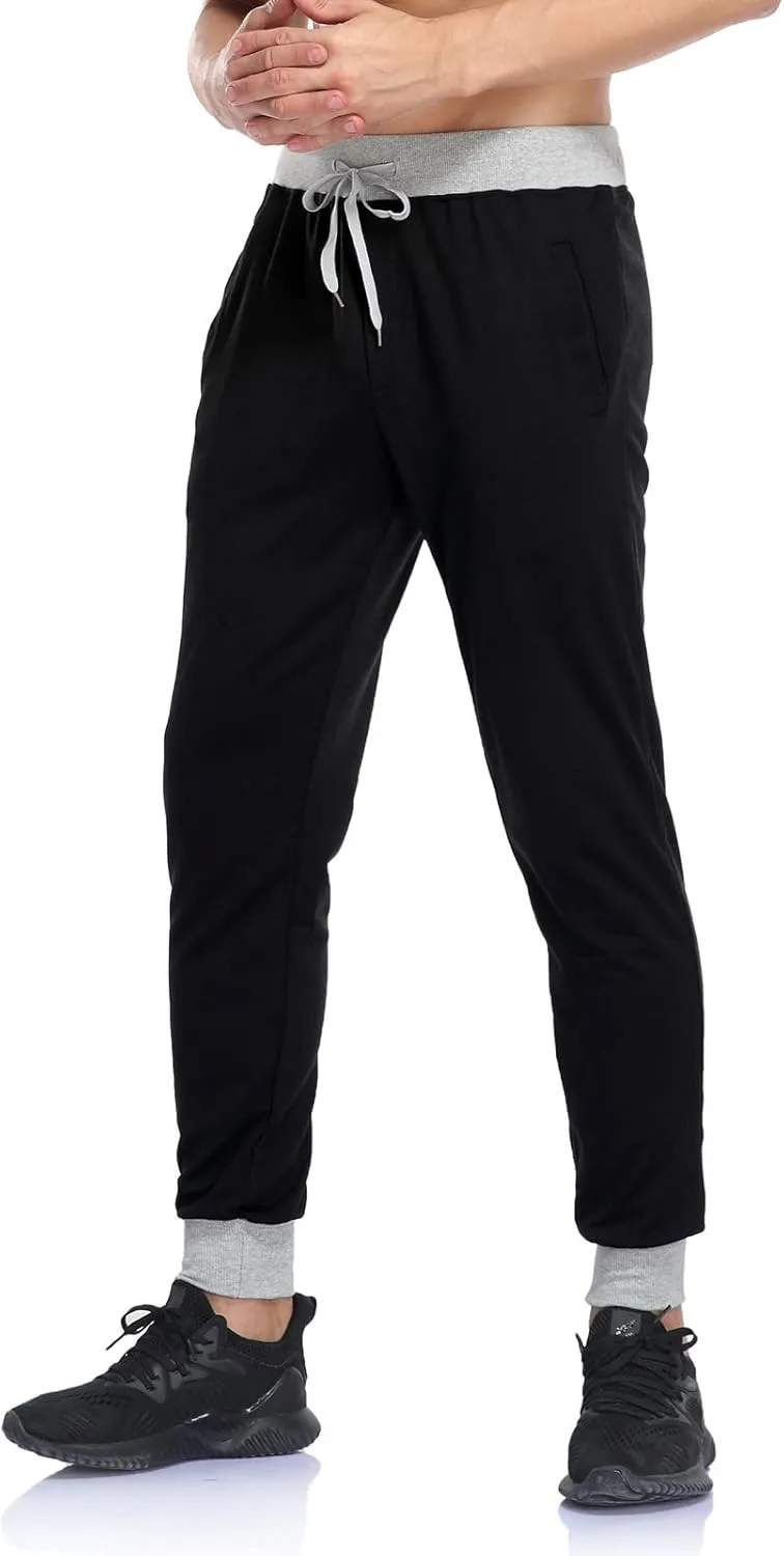 Muscularfit Lightweight Pants Men 2023 Casual Loose Lace-Up Elasticated Sport Sweatpants Regular Fit Solid Straight Legs