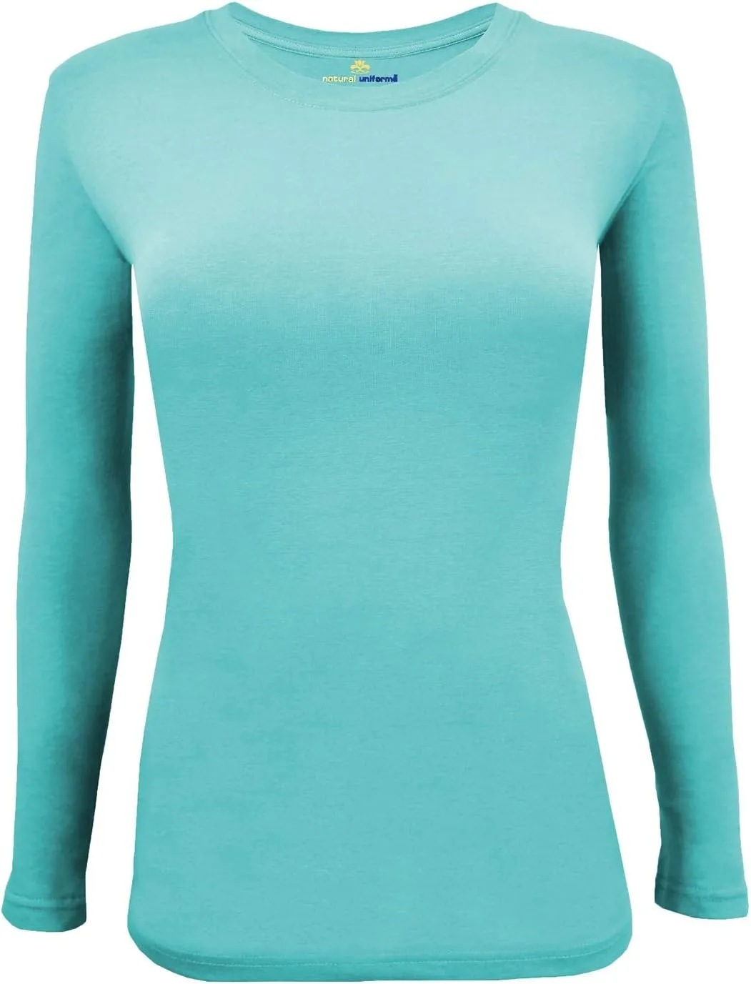 Natural Uniforms Women's Under Scrub Tee Crew Neck Long Sleeve T-Shirt-5-Pack