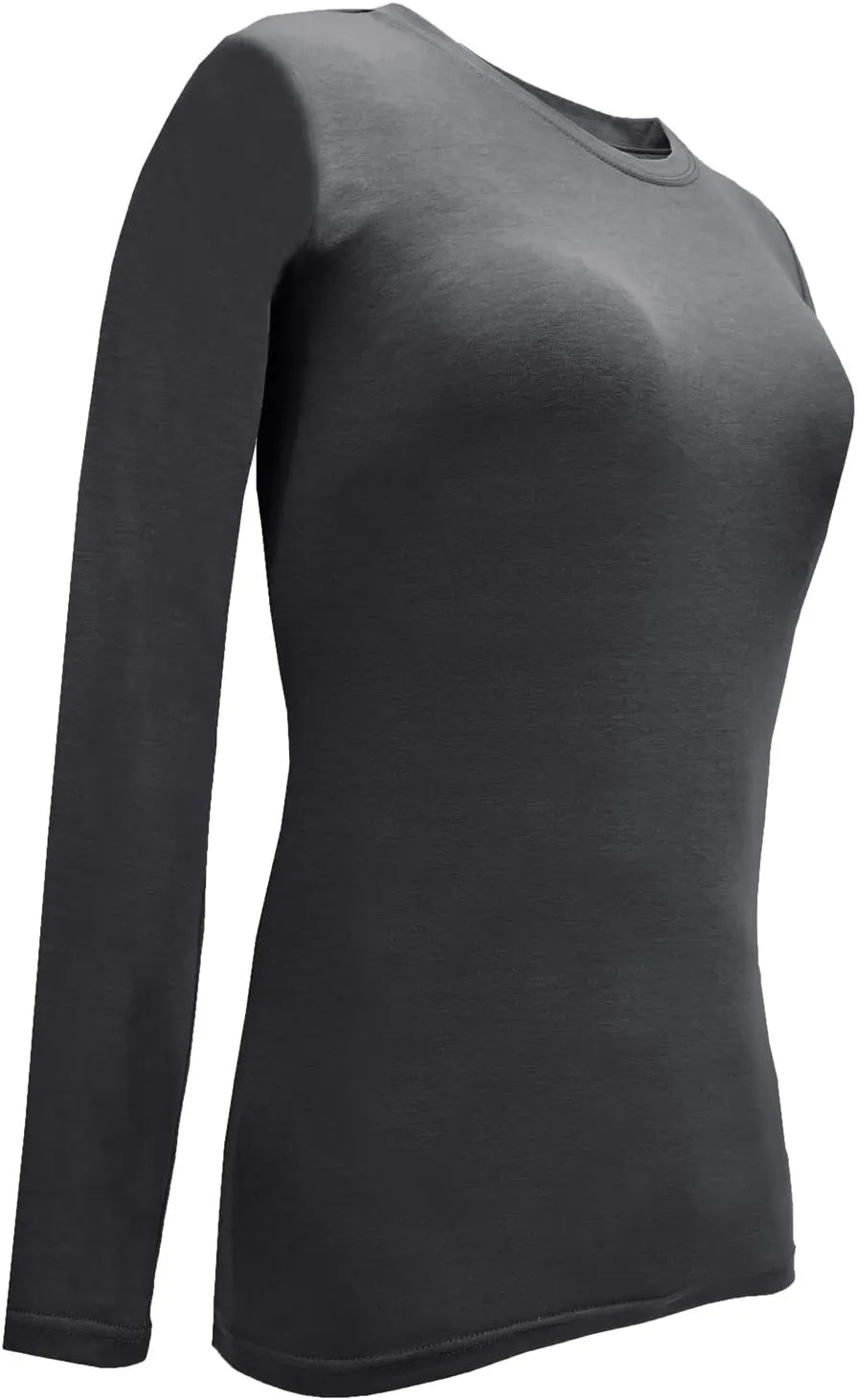 Natural Uniforms Women's Under Scrub Tee Crew Neck Long Sleeve T-Shirt-5-Pack