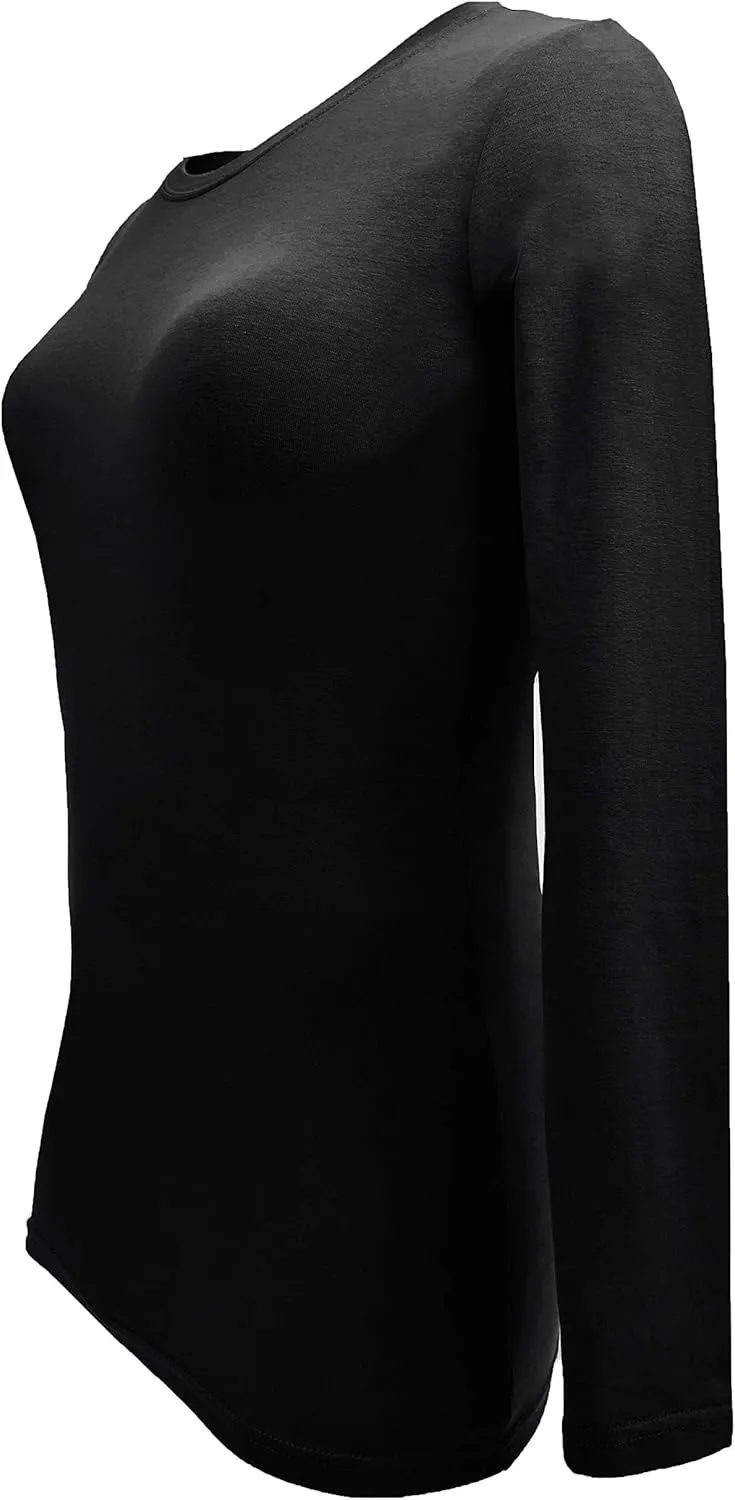 Natural Uniforms Women's Under Scrub Tee Crew Neck Long Sleeve T-Shirt-5-Pack